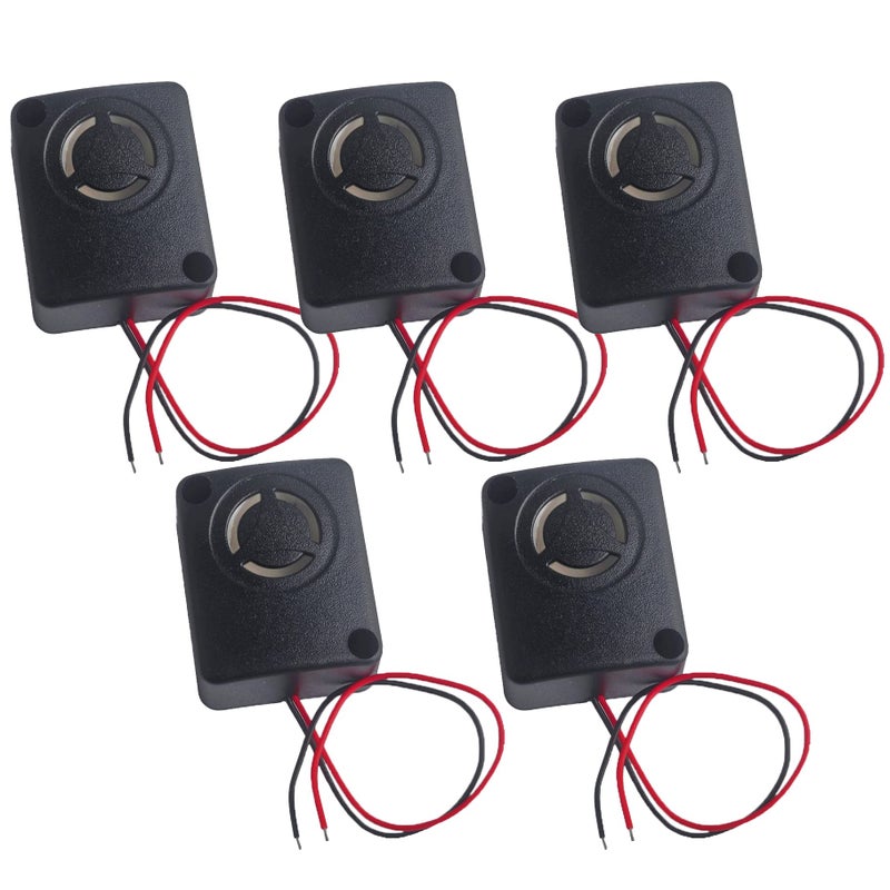 Wishiot 12V DC Black Mini Piezo Alarm Siren 110dB Insurance Safes Anti-Theft Alarm High-Decibel Buzzer for Carï¼ˆPack of 5ï¼‰ - Image 1